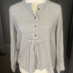 Madewell Women's Flannel Blouse Size S Black and White, Long Sleeve, Buttons